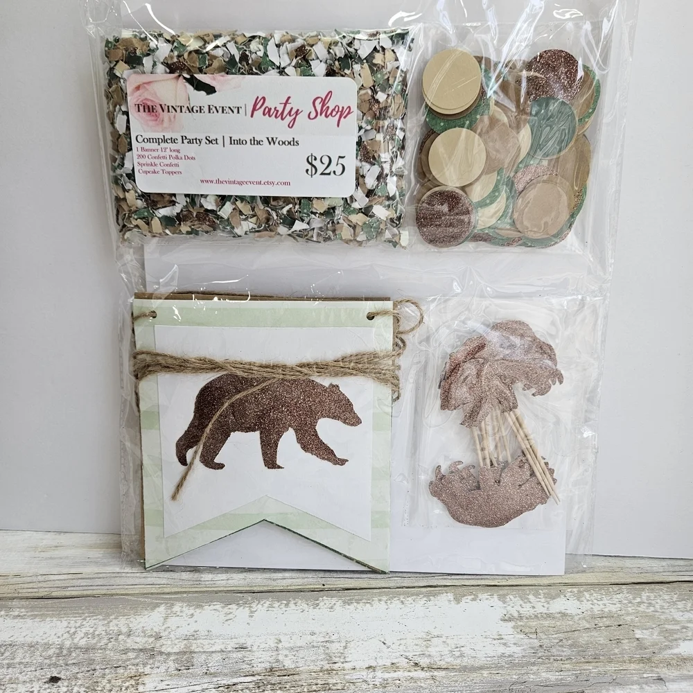 Baby Bear Party Decorations Set with Confetti and Banners